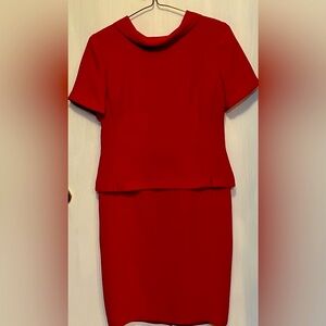 CLASSY Red Roll Collar Sheath Dress SZ 8